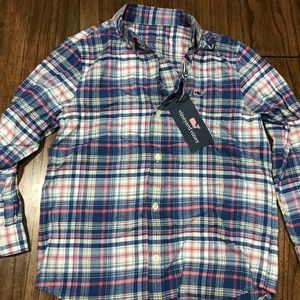 Vineyard Vines Pink Navy Plaid Long Sleeve Button Down Shirt Size 7